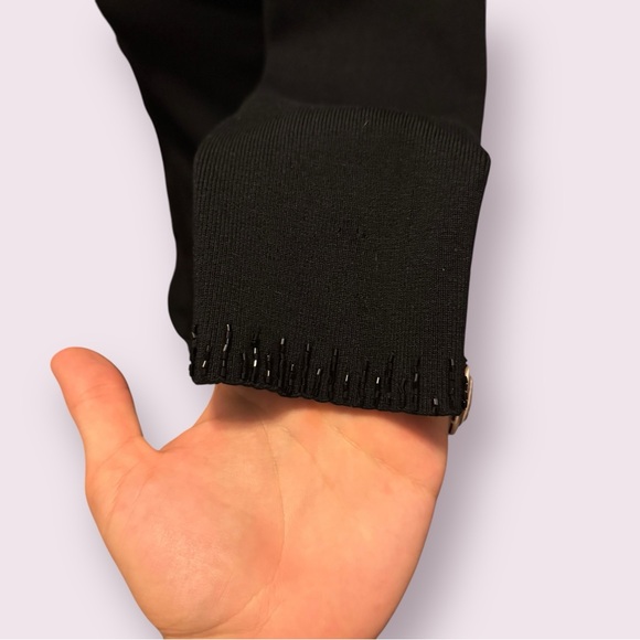 Vintage Cache Y2K Black Silk Beaded Knit Blouse with Zip-Up Detail - Picture 10 of 15